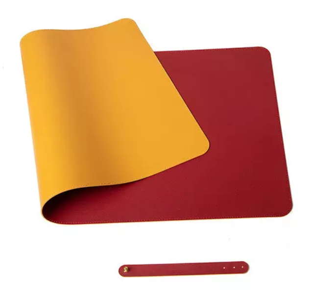 Double Sided PU Leather Mouse/Desk Pad (Large) – Red/Yellow