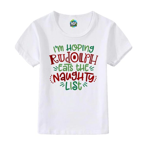 I'm Hoping Rudolph Christmas Festive Season Kids T-Shirt Short Sleeve