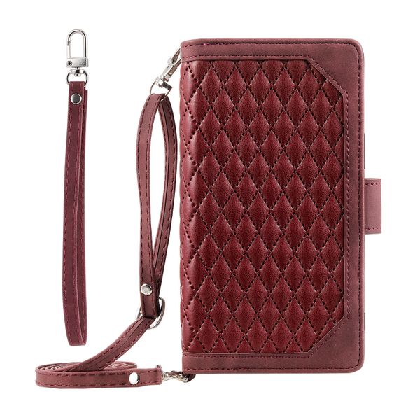 Check Pattern Zipper Phone Case Compatible with Apple 11 Pro Max