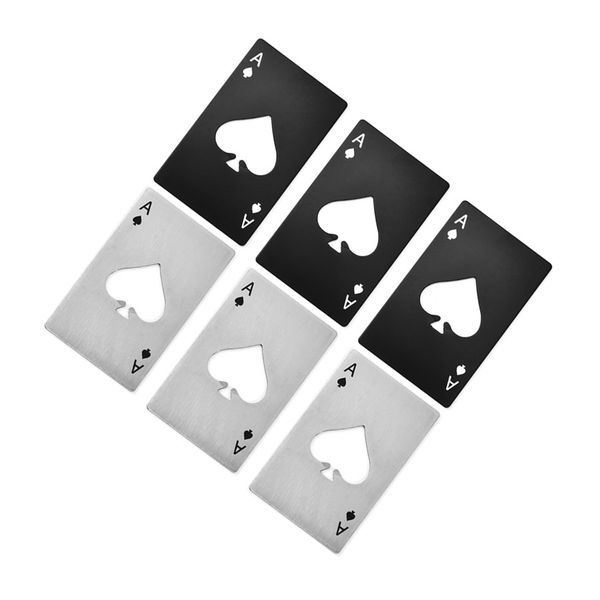 6 Pieces - Playing Cards In Spades, Stainless Steel Credit Card Bottle Opener