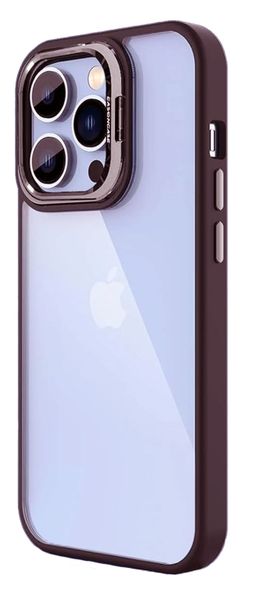 Hallow Bracket Lens Case for iPhone 14/14 Pro/14 Pro Max Series - Maroon
