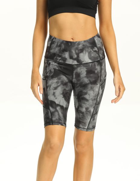 Women's High Waist Yoga Workout Tie Dye Shorts for Running With Pockets