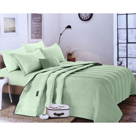 King Size Pre Washed Quilt Set, Green Bedspreads King Size