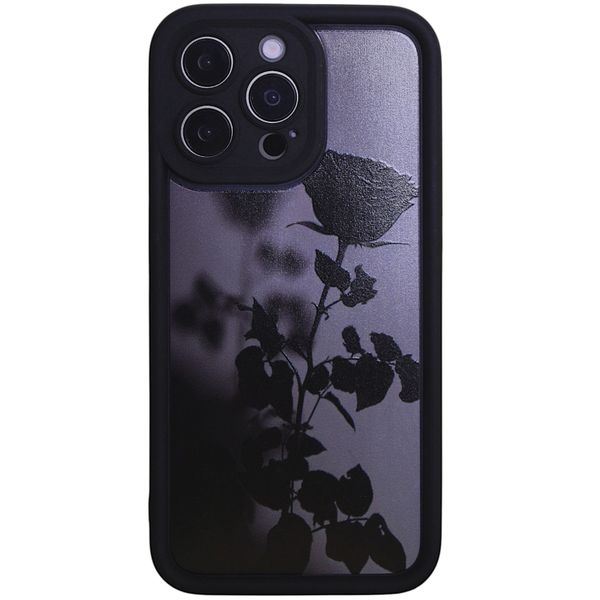 Elegant Black Rose - Compatible with 15 Pro - Purple with Grey Tones