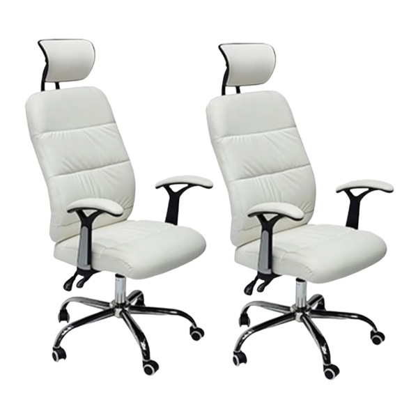 Set Of 2 Adjustable Backrest Office Chair With Head And Armrests