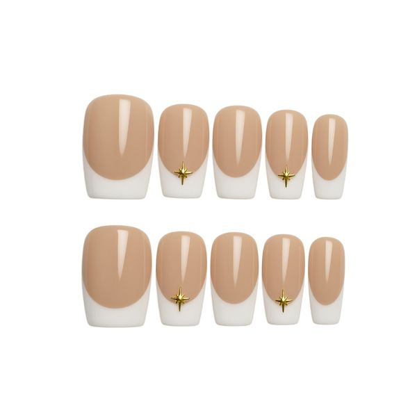 10 Piece - Elegant French Tip Press-On Nails - White