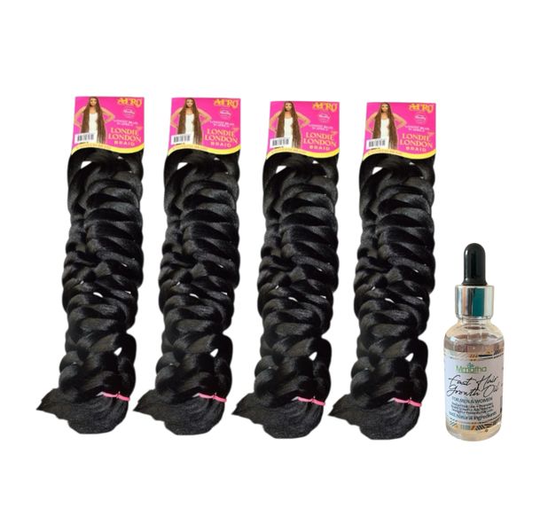 4 x Londie London Braid 100'' - Colour #1 with Hair Growth Oil