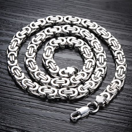 Mens byzantine hot sale chain silver