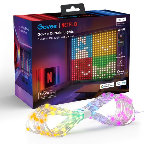 Govee Smart Curtain Light (1.5x2m) NETFLIX - Outdoor IP65 Waterproof, RGBIC