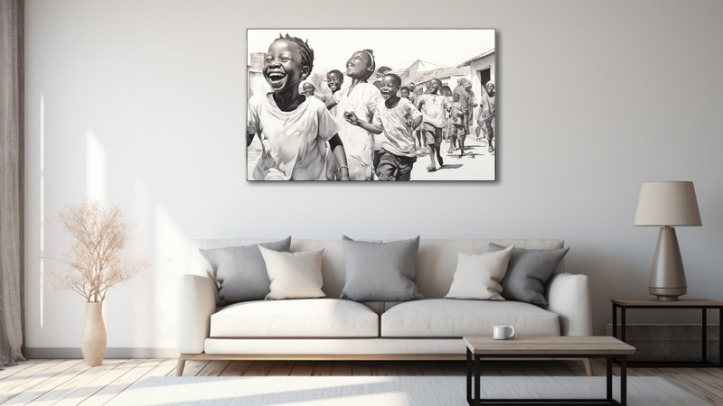 Canvas Wall Art - Childrens Laughter in the Village - HD0277