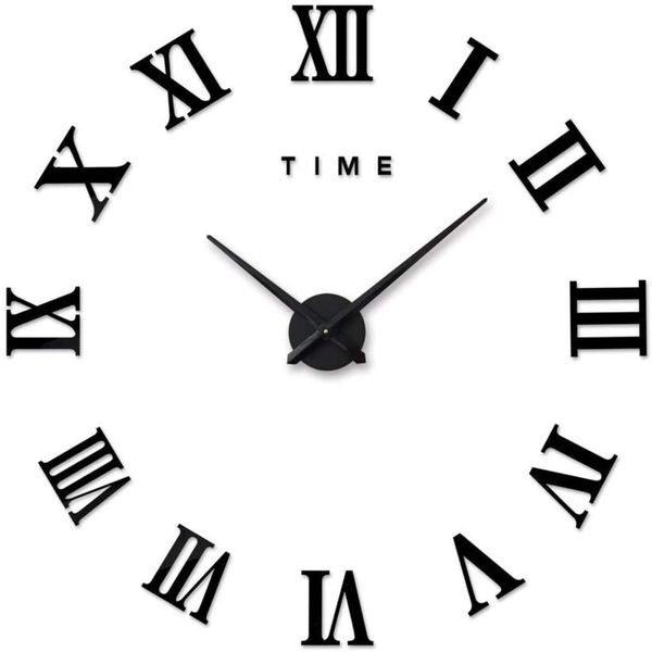 Classic Black Roman Numeral 3D DIY Wall Clock