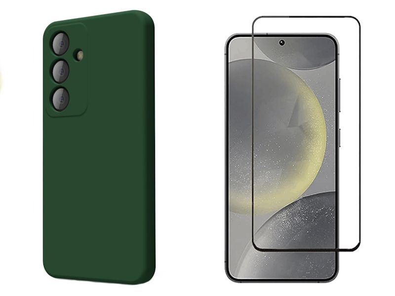 Green Soft TPU Case &amp; Screen Protector Combo For Samsung Galaxy S24 Series