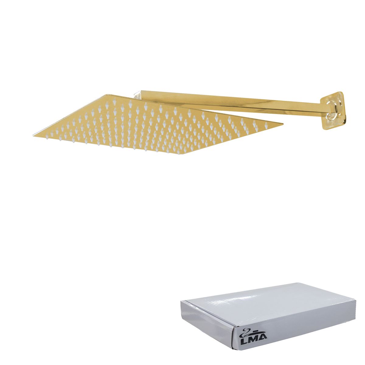 LMA 30CM Rectangular Shower Arm & 20CM Square High-Pressure Shower Head Set