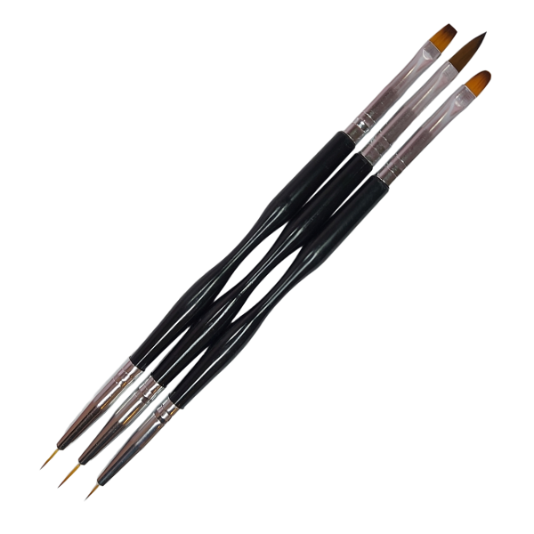2 Way Nail Brush Set - 3pc - Black - Nails by Nicole