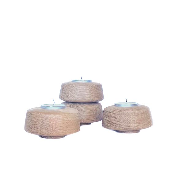 Exquisite Hand-turned Oak Candles Holders