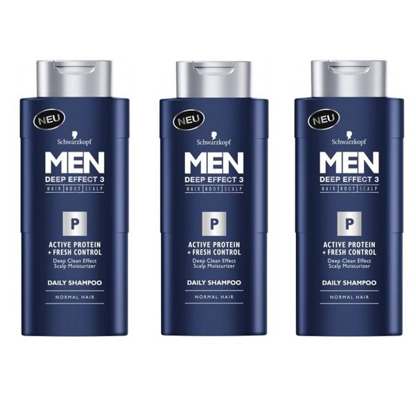 Schwarzkopf Men Deep Effect 3 Active Protein Plus Control Shampoo - (2x250ml)