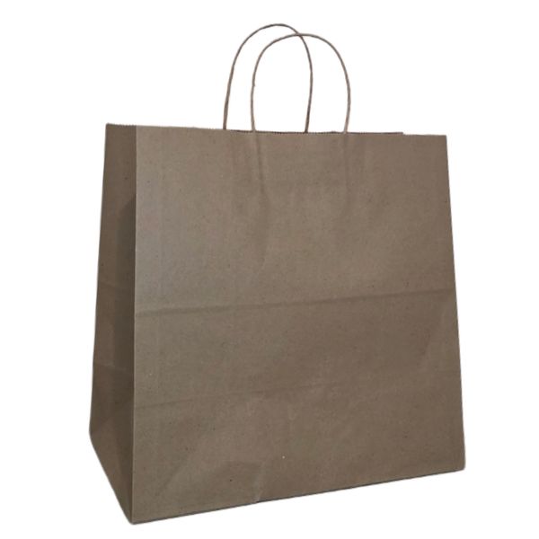 Reusable Medium Kraft Bag with Twist Handles - 90gsm Gusseted - 50 Pack