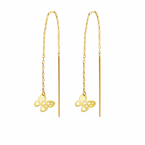 Vixen Butterfly Threader Earrings in 9kt Gold