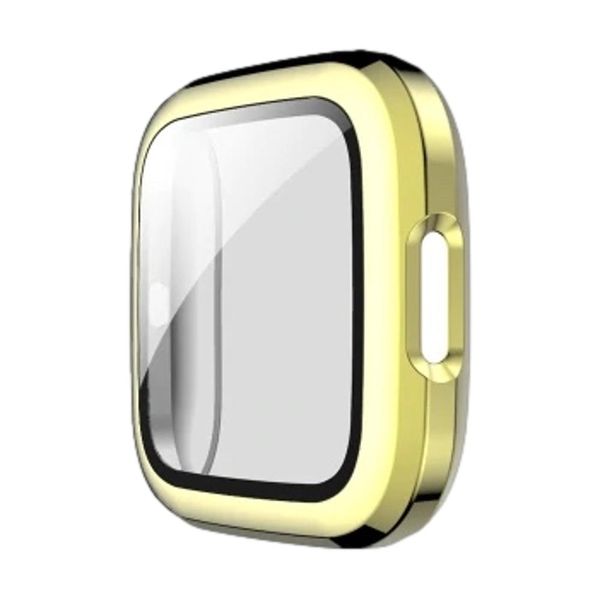 Hard Case and Tempered Glass Screen Protector for Fitbit Versa 2-Rose Pink