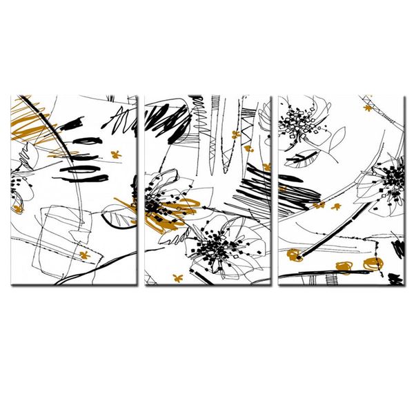 Canvas-Art-3 Pieces Contemporary Flower Painting Abstract Wall Art