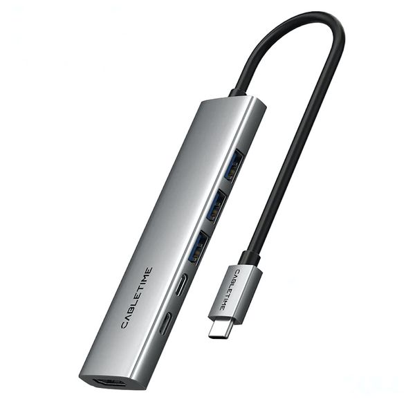 CABLETIME 6 IN 1 USB C Hub with HDMI and 100W Power Delivery