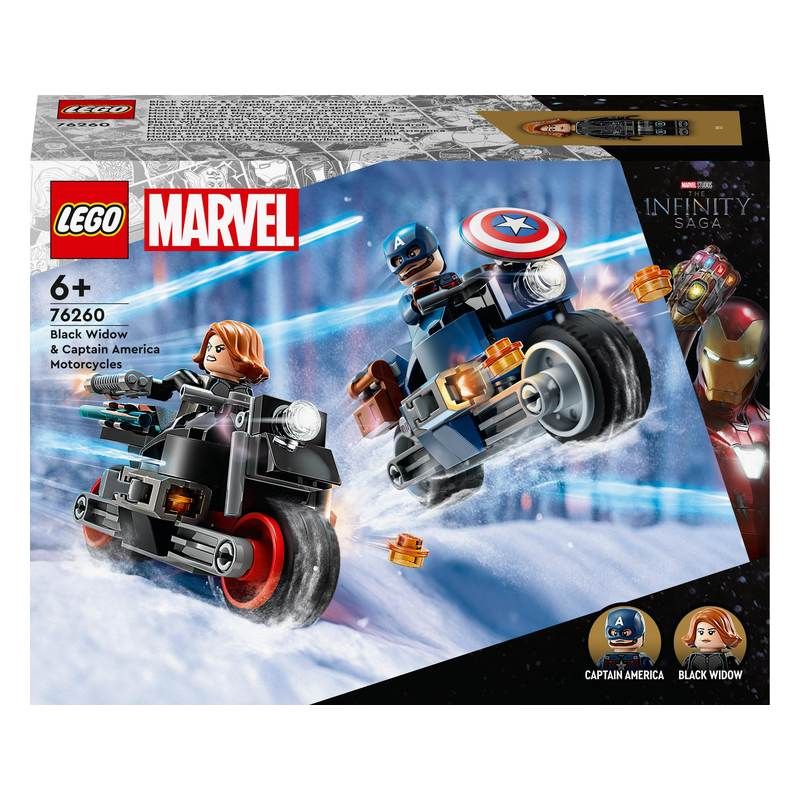 LEGO® Marvel Black Widow & Captain America Motorcycles 76260 Building ...