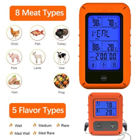 Lifespace 4 Probe 100m Wireless Cooking Meat Thermometer