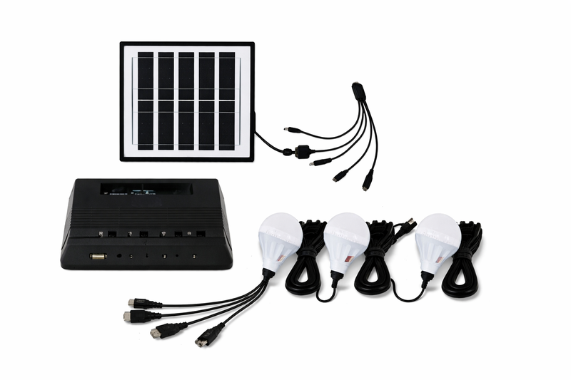 Solar DC Lighting Kit with 3 LED Bulbs &amp; Power Bank