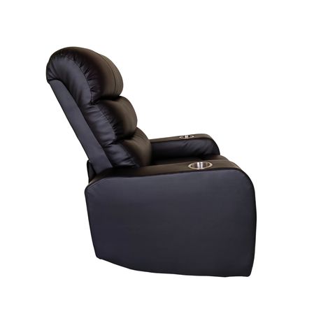 Single Cinema Euro Leather Recliner Couch Sofa Chair with 2 Cup