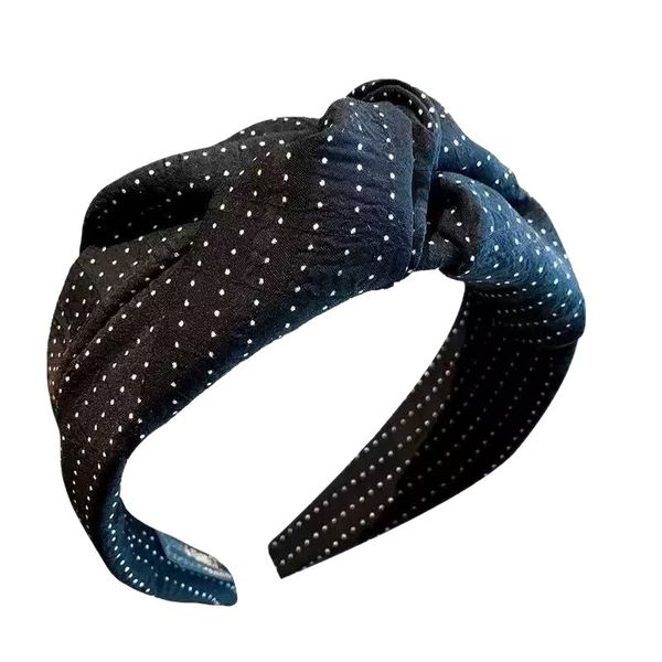 Solid Color Knot Wide Headband Crystal Light Luxury Hair Hoop for Women