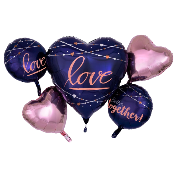 Love Navy Foil Balloon Bouquet - 5 Pieces