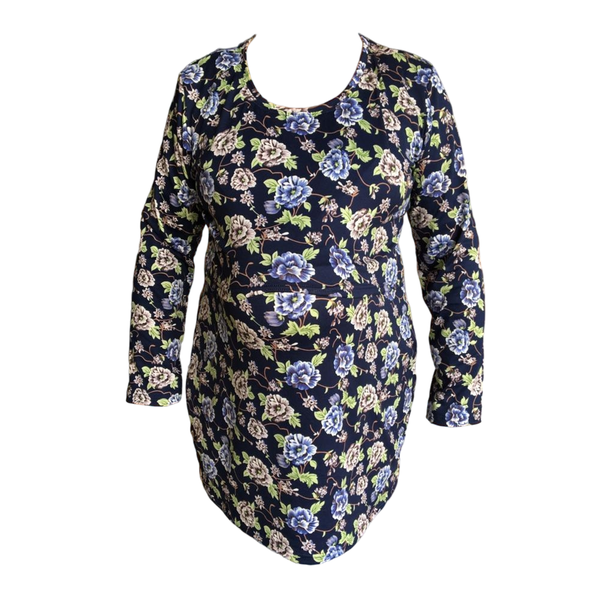 Maternity &amp; Breastfeeding T-Shirt Long Sleeve - Navy Floral
