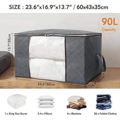 Underbed Storage Bag 3pack 90l Large Under Bed Storage Box With 4 X Large  Zip Lock Bags - Clothes Storage Bag With Pvc Window For Clothes, Duvets,  Com