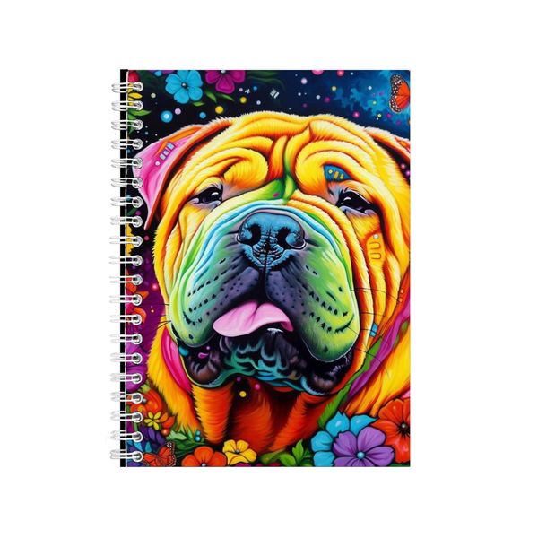 Shar Pei With Daisies Lisa Neon Notebook Gift Idea A4 Notepad Pad 76