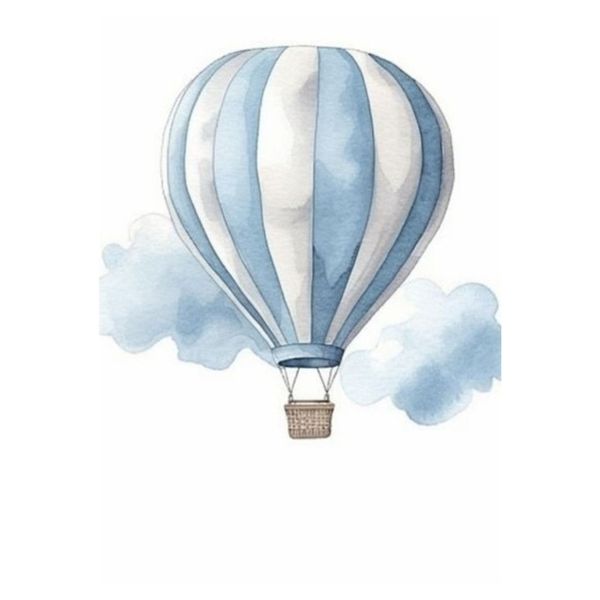 Hot Air Balloon Baby Blue - A1 Poster