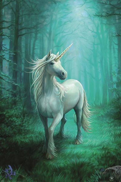Anne Stokes - Forest Unicorn Poster