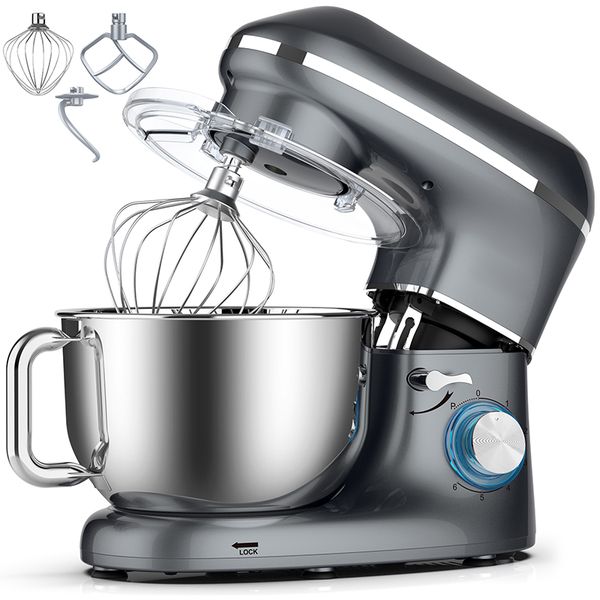 6.2L Stand Mixer with Bowl Kitchen Machine Stand Mixer - Grey