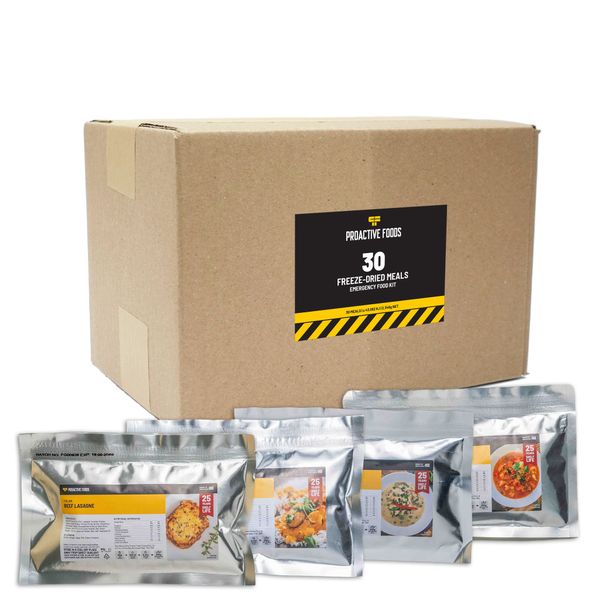 Proactive Foods - 30-Meal Freeze-Dried Emergency Kit | 25-Year Shelf Life