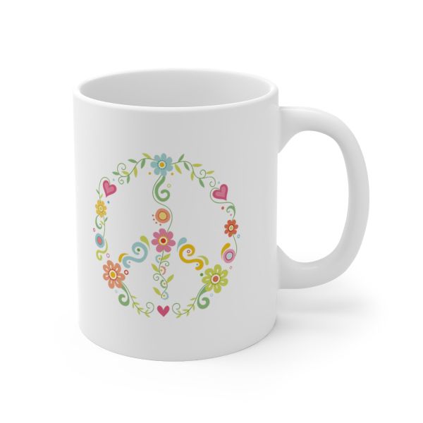 Imaging Architects Floral Peace Symbol Ceramic Mug 11oz