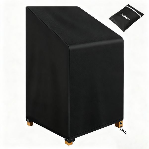 Black Garden Stacking Chair Covers Waterproof Heavy Duty Chair Covers