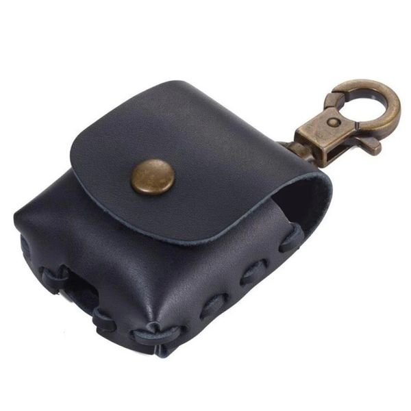 TROIKA Protective Case for Earphones &amp; Similar: Black Genuine Leather Case