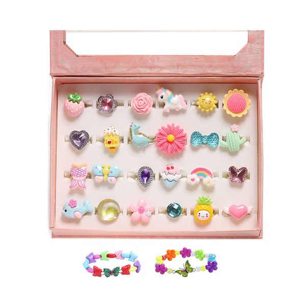26 Piece Little Girl Rings &amp; Bracelets-Dress Up &amp; Pretend Play Jewellery