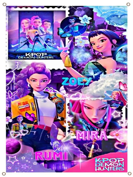 Kpop Demon Hunters Huntrix Birthday Banner - PVC Banner 1.3mx900mm