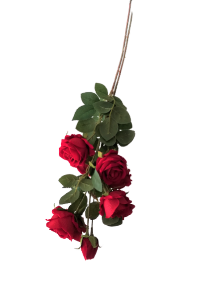 Artificial Flower Rose Stem 100cm 4 Open Bud &amp; 1 Closed Bud