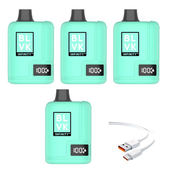 BLVK Infinity 100k Puffs - Miami Mint + DiscoVape Charging Cable (4 Pack)