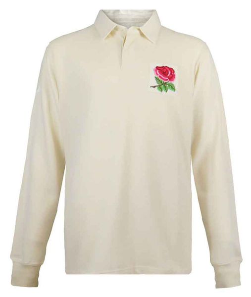 Ellis Rugby - Men's Vintage England Rugby Shirt Classic Style - Ecru