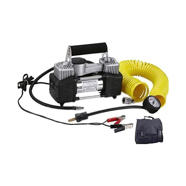 12V Double Cylinder Car Inflatable Air Compressor Tire Pump With Carry Bag