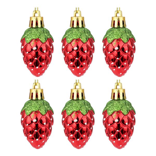6 Pcs Strawberry Christmas Tree Ornaments, Hanging Pendants