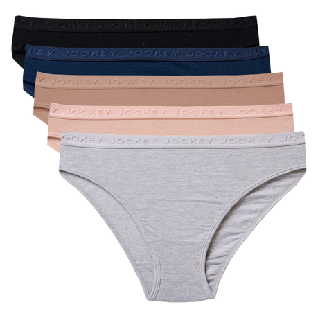 Jockey Cotton Underwear High Leg French Cut, 5 Pack Tonal, Mixed