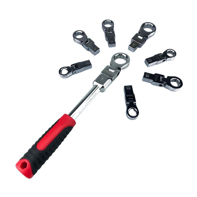 6 point flex head ratcheting wrench set